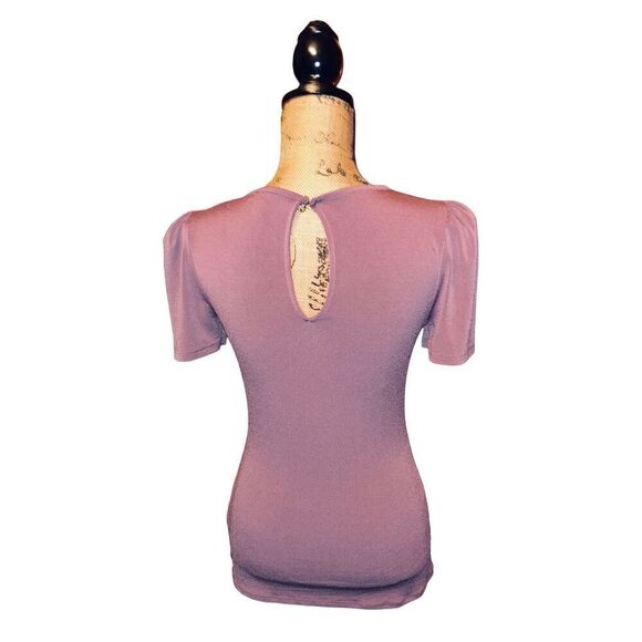 Express Womens Size Small Blouse Top Purple Short Sleeve - Picture 2 of 3
